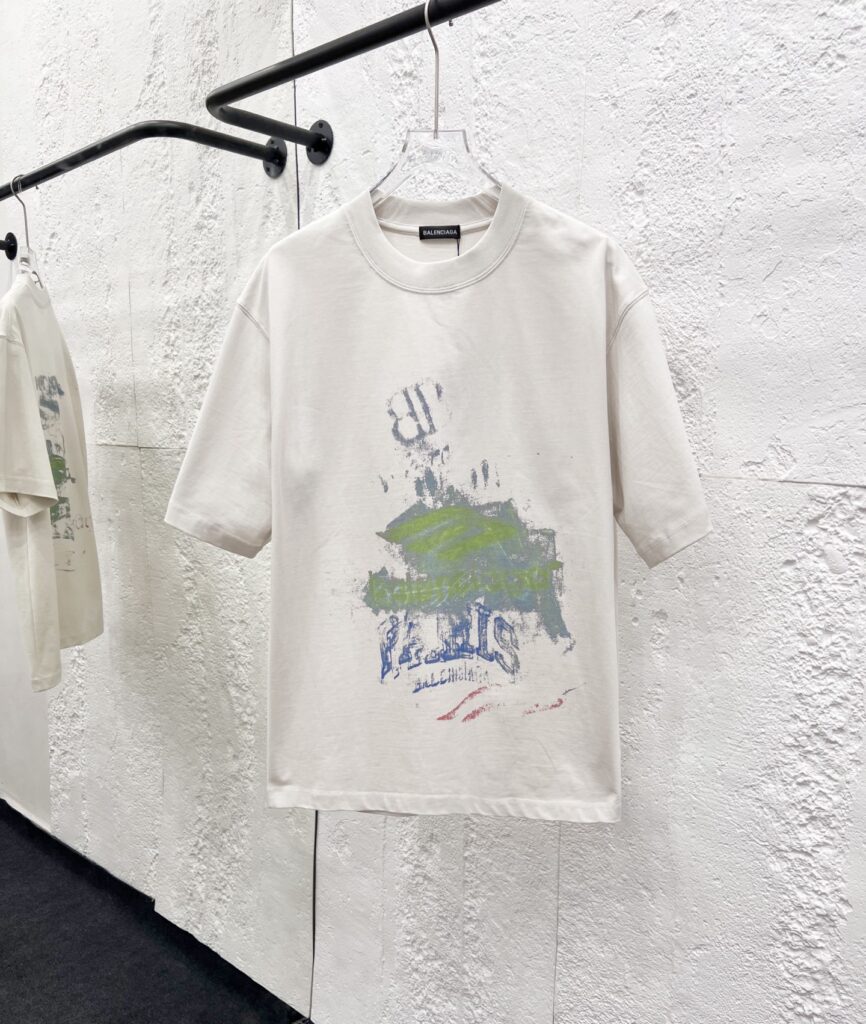 バレンシアガ「Balenciaga」ハイネックプレミアムコットン半袖Tシャツ