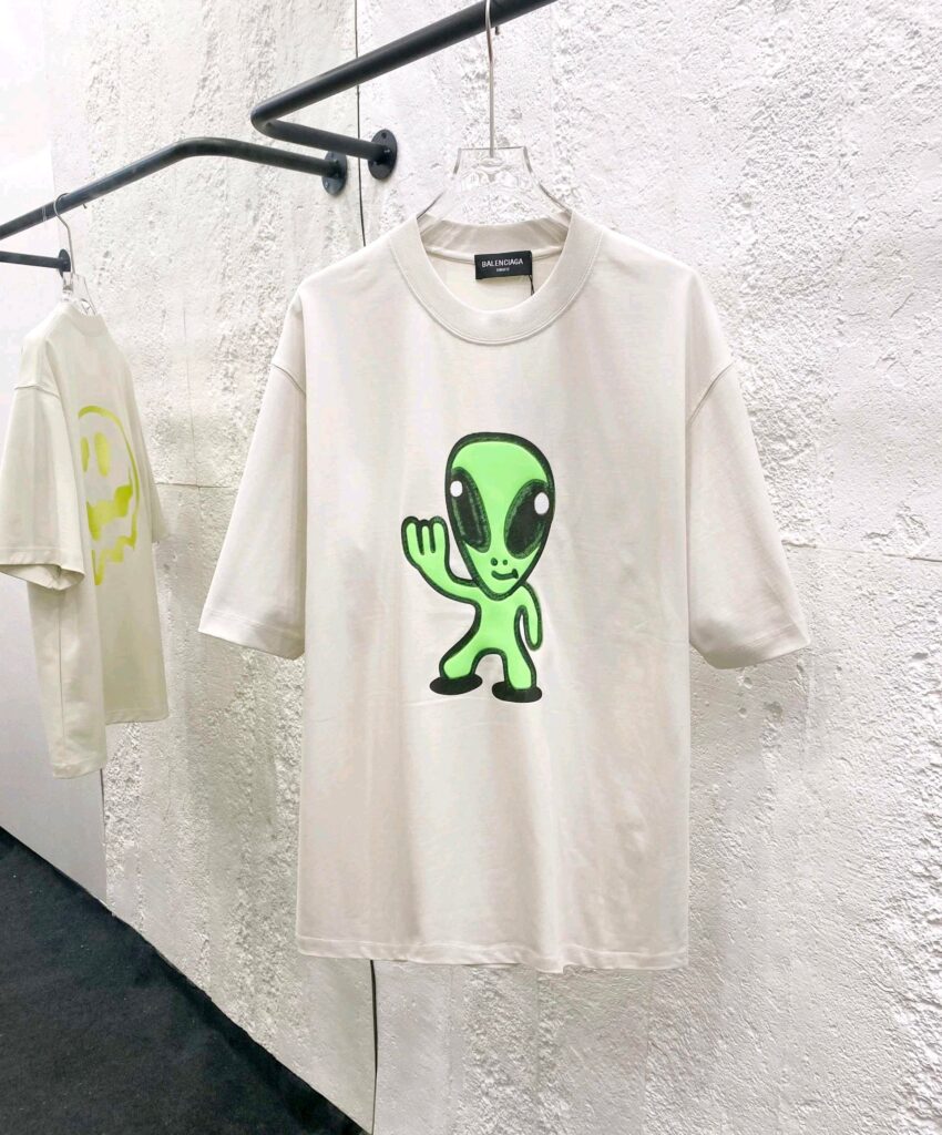 バレンシアガ「Balenciaga」ハイネックプレミアムコットン半袖Tシャツ
