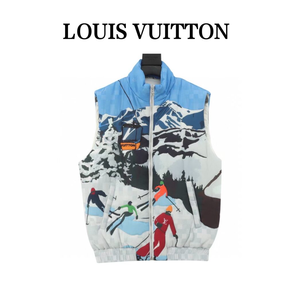 ルイ・ヴィトン「Louis Vuitton」秋冬スキープリント入り綿入れベスト