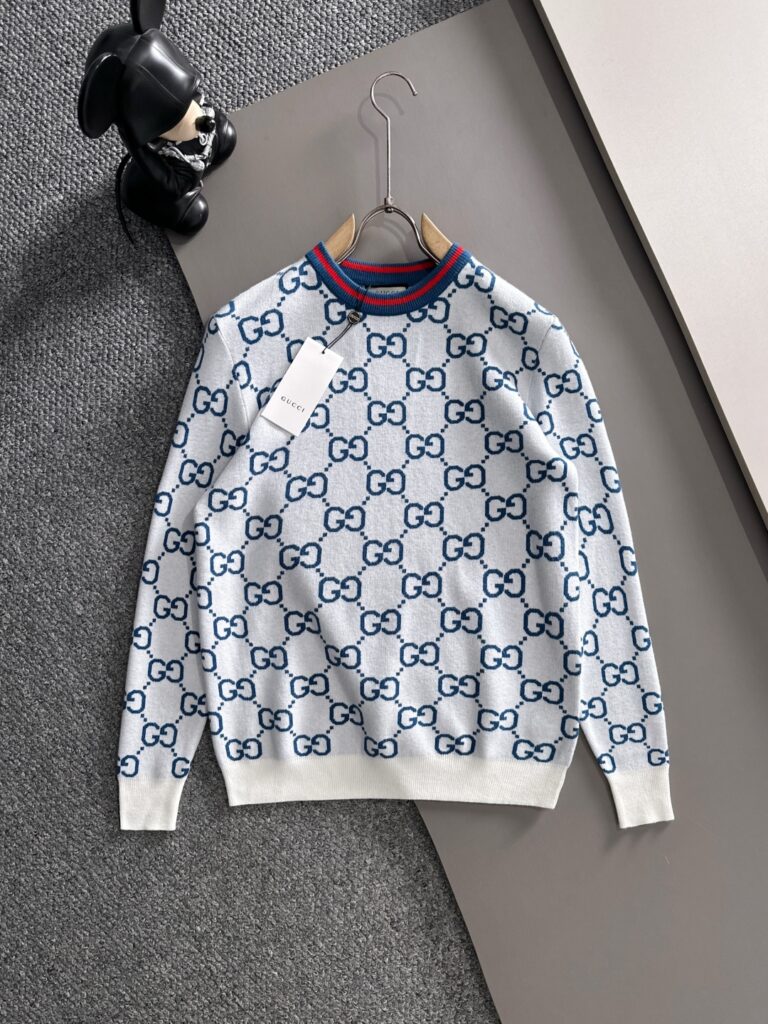グッチ「Gucci」秋冬ウール混紡丸首プルオーバーニットセーター