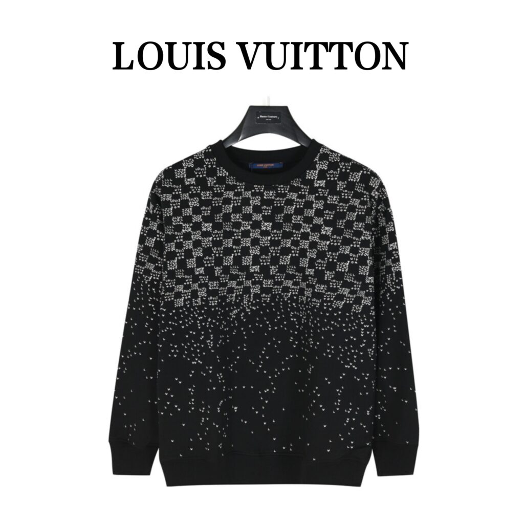 ルイ・ヴィトン「Louis Vuitton」グラデーション小飛行機柄プリントの丸首パーカー