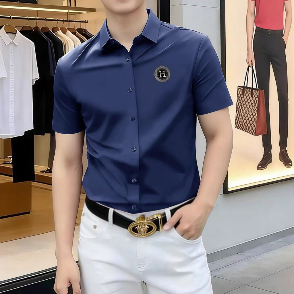 【限定入荷】Hermès 夏季新作 メンズ 軽奢半袖シャツ「大人の上品さを叶えるコーディネート」
