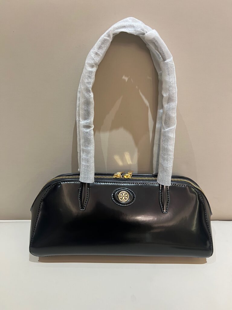 トリー バーチ「Tory Burch」ロビンソン スパッツォラート ウェッジ ラッカーレザー ロングハンドバッグ