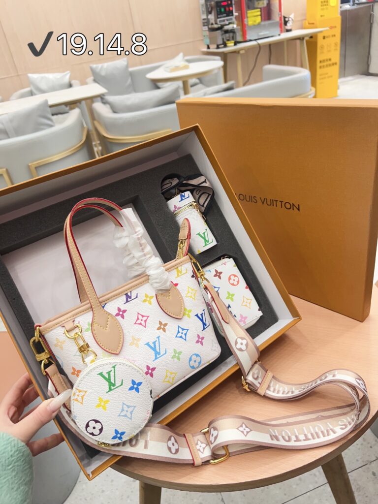 「ルイ・ヴィトン」Louis Vuitton マルチカラーミニトートバッグ＋小銭入れ＋ポーチ＋チャーム ギフトセット 限定セール 大人気販売中