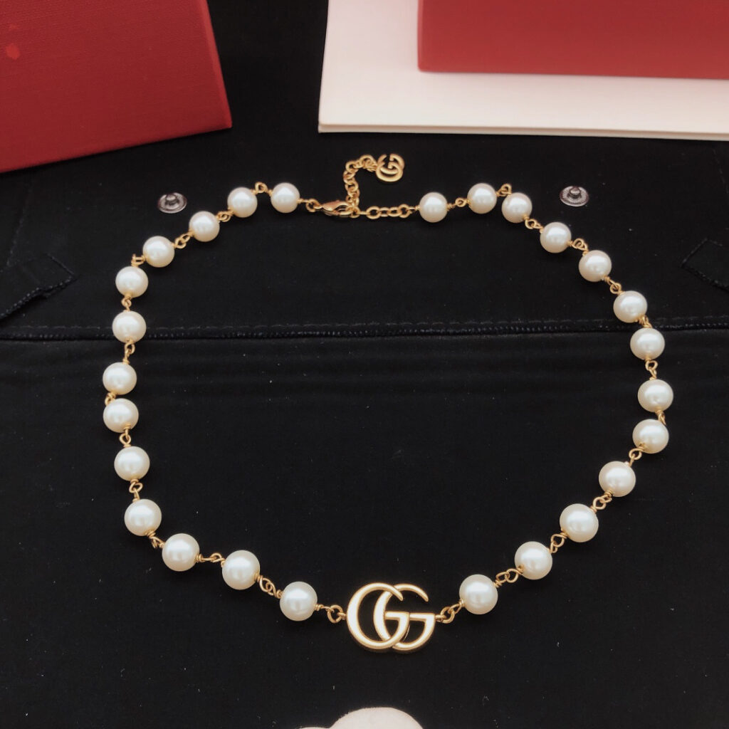 グッチ「Gucci」Interlocking パール ネックレス42cm