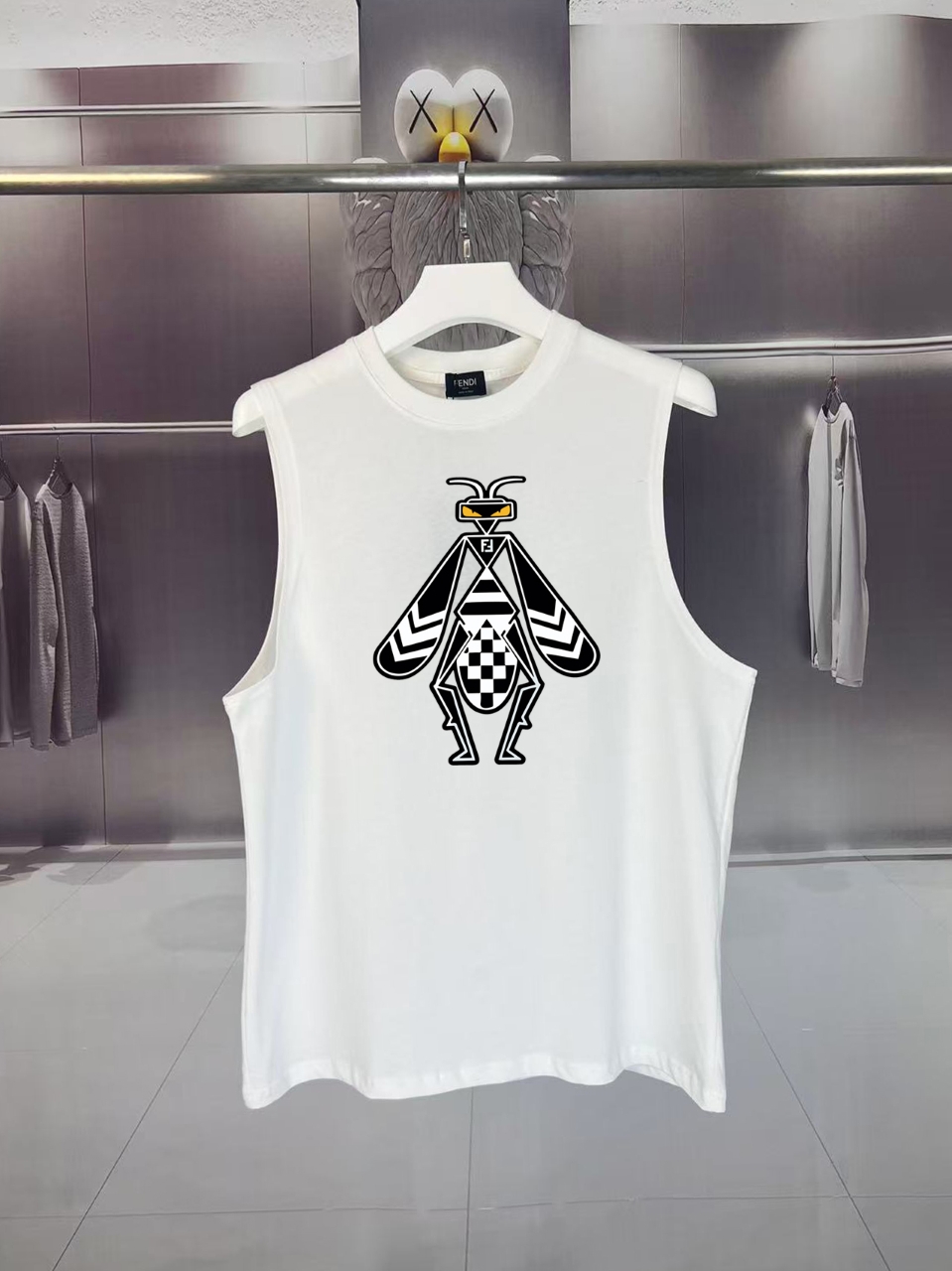 フェンディ Fendi SUMMER TECH FLY MONSTER EYES ロゴプリント ノースリーブTシャツ
