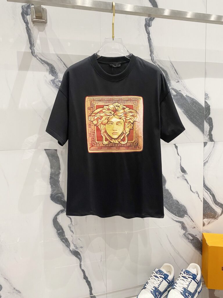 ヴェルサーチ Versace クルーネックTシャツ チェックメドゥーサプリント