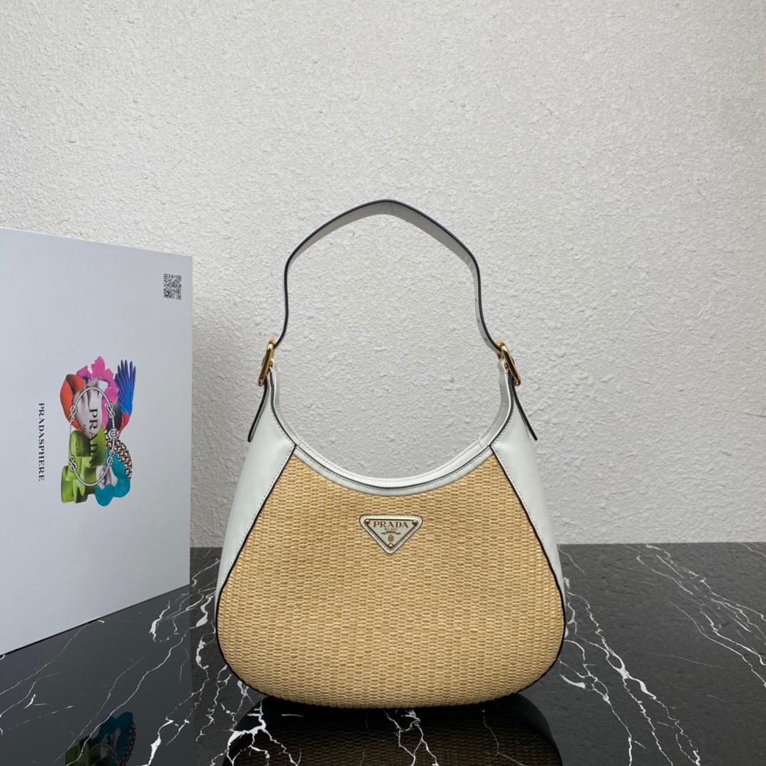 プラダ「Prada」クレオ ラフィア ショルダーバッグ