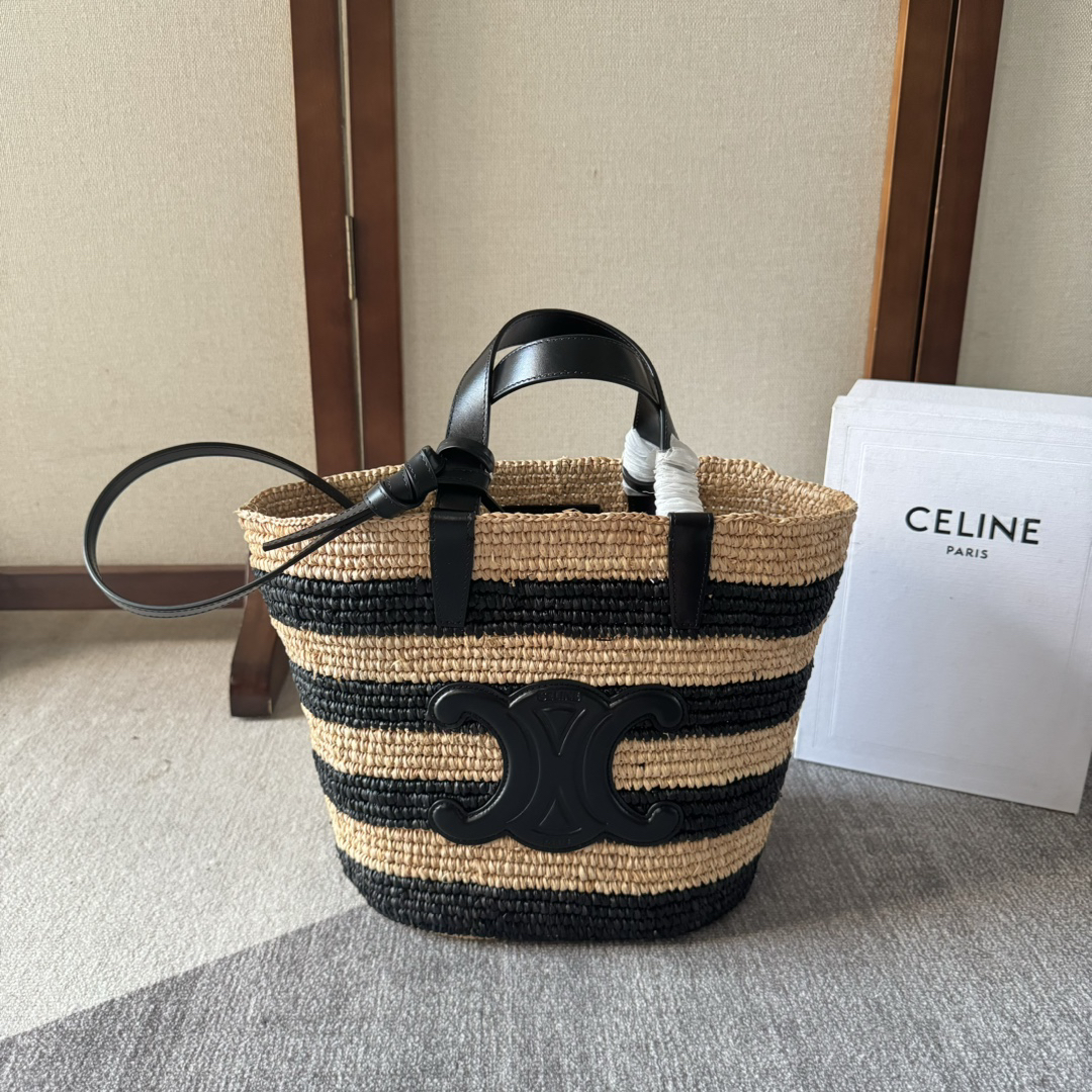 セリーヌ「Celine」TEEN パームリーフ&レザー トートバッグ