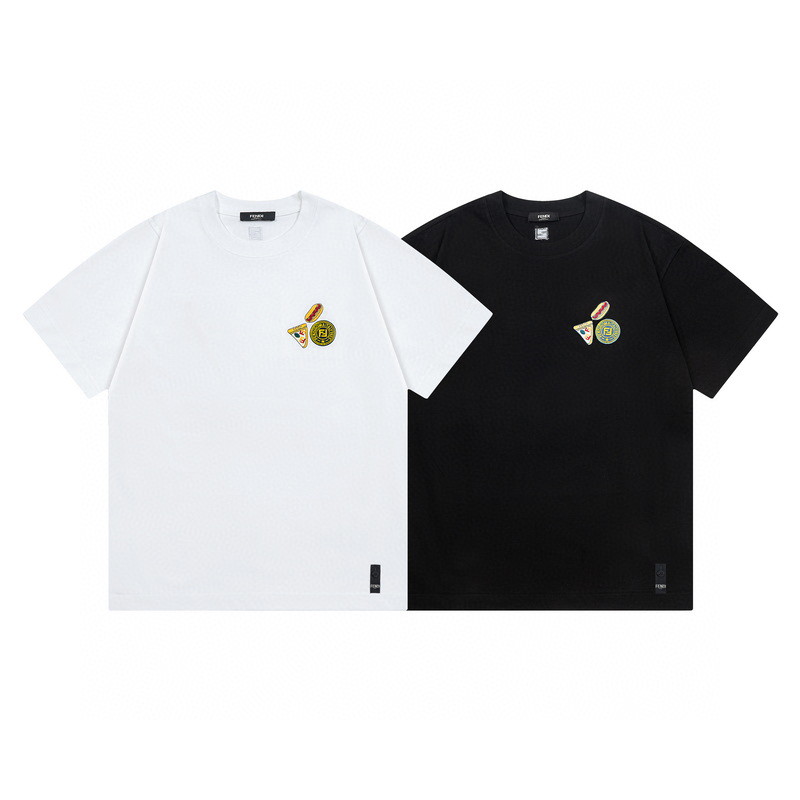 フェンディ Fendi エンブロイダリーロゴ プレーンコットン ユニセックスTシャツ