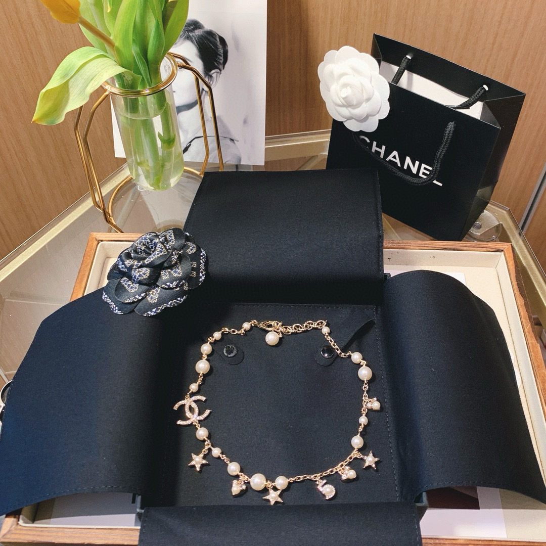 シャネル「Chanel」ハート ダブルC パール&ダイヤモンド ネックレス38cm~42cm