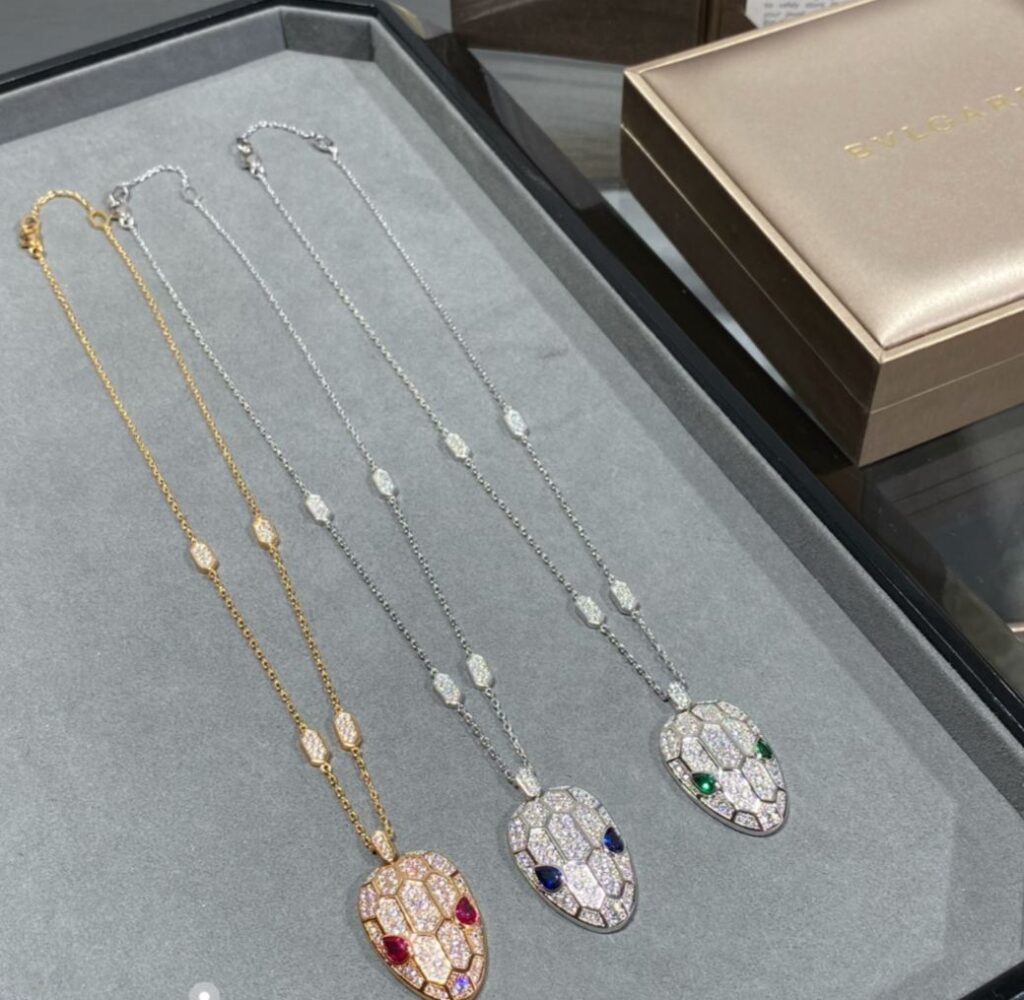 ブルガリ「Bvlgari」Serpenti Viper フルダイヤモンドネックレス34cm