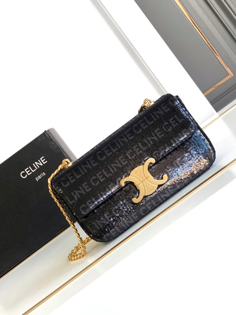 セリーヌ「Celine」E 23 S新作工芸アルファベットスパンコール凱旋門チェーン脇バッグ