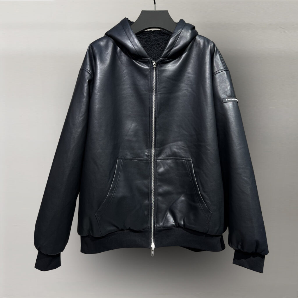 バレンシアガ「Balenciaga」最新24 FWカフステディラム毛リバーシブルレザージャケット