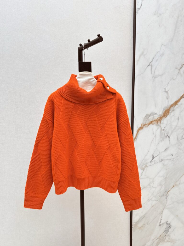 エルメス「Hermès」秋冬立体リブ編み柄ハイネックセーター