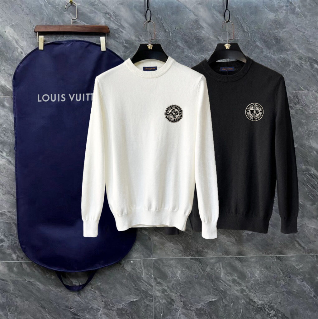 ルイ・ヴィトン「Louis Vuitton」秋冬用ロゴ入り丸首ニットセーター