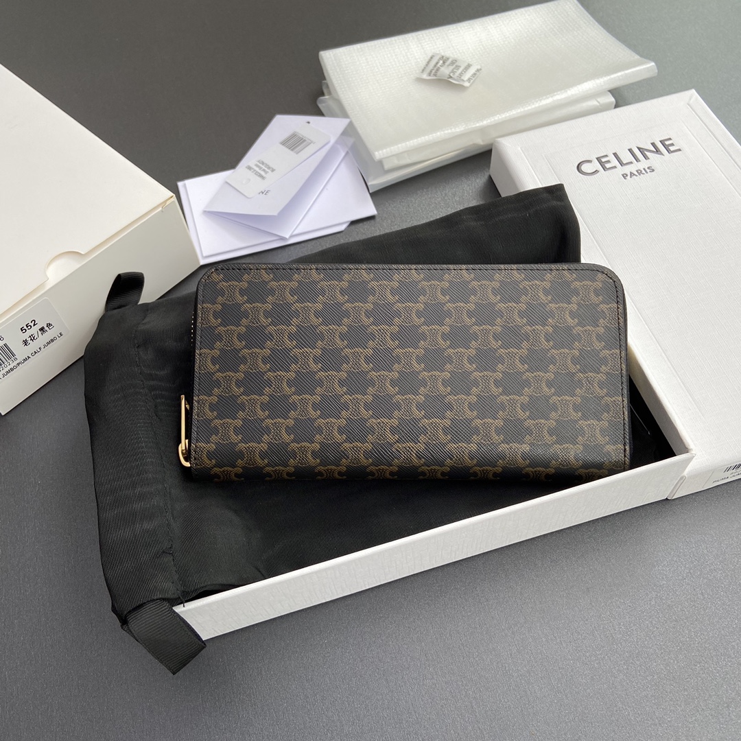 セリーヌ「Celine」ラージ ジップウォレット / トリオンフ キャンバス