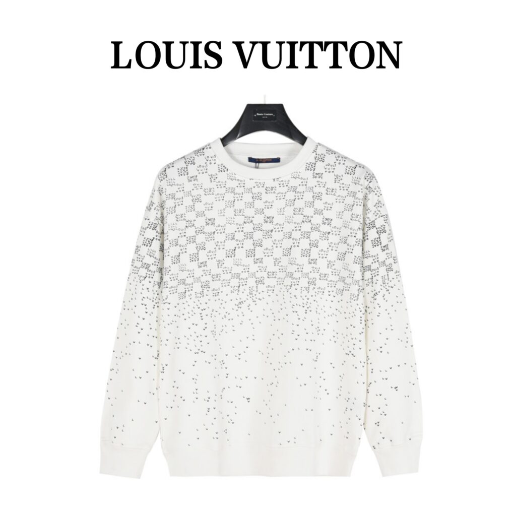 ルイ・ヴィトン「Louis Vuitton」24Fw グラデーション小飛行機柄プリントの丸首パーカー