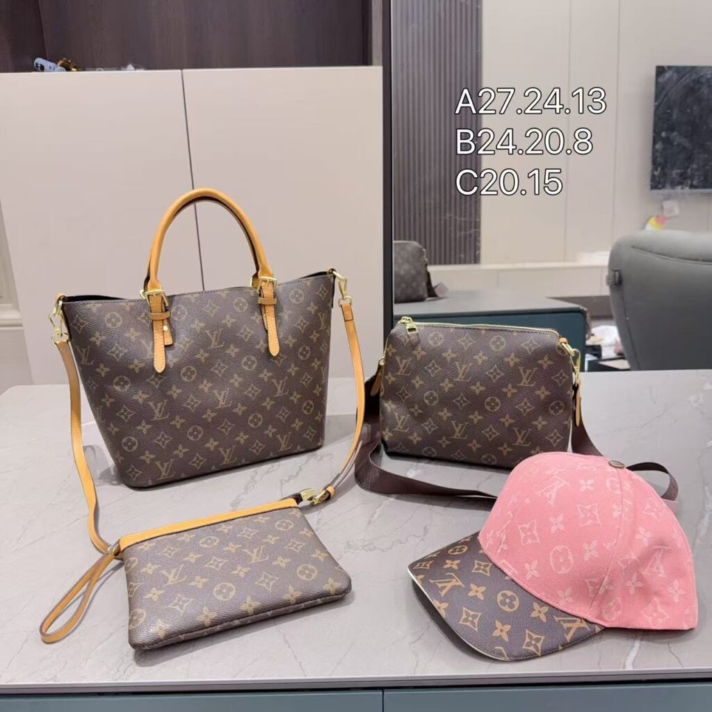 「ルイ・ヴィトン」Louis Vuitton トート＋ショルダー＋ポーチ＋キャップ 4 点セット 大人気ブランド風セット