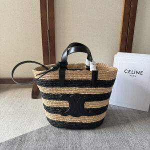 セリーヌ「Celine」TEEN パームリーフ＆レザー トートバッグ