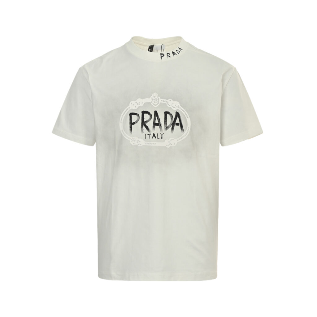 プラダ Prada ハンドペイントレター ウォッシュド ショートスリーブTシャツ
