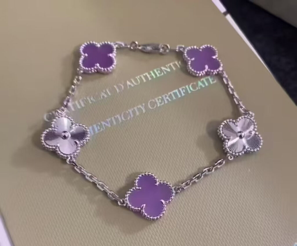 ヴァン クリーフ&アーペル「Van Cleef & Arpels」Vintage Alhambra レーザーカット バイオレット 5モチーフ ブレスレット19.5cm