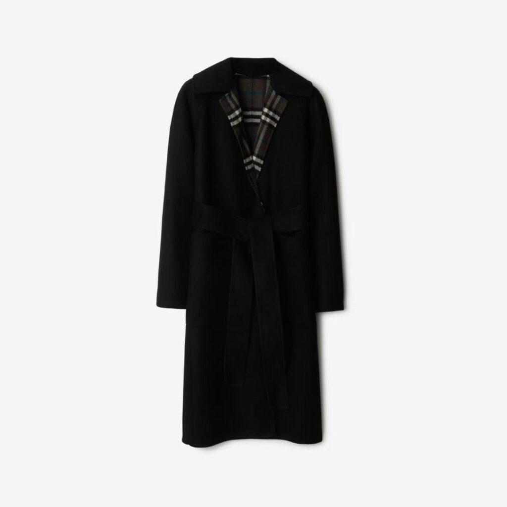 バーバリー「Burberry」リバーシブル ロング ウールコート