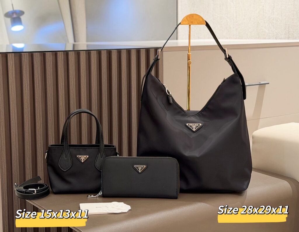 「プラダ」PRADA ナイロン ミニトートバッグ＋ホーボーショルダーバッグ＋長財布 3 点セット 限定セール 大人気販売中