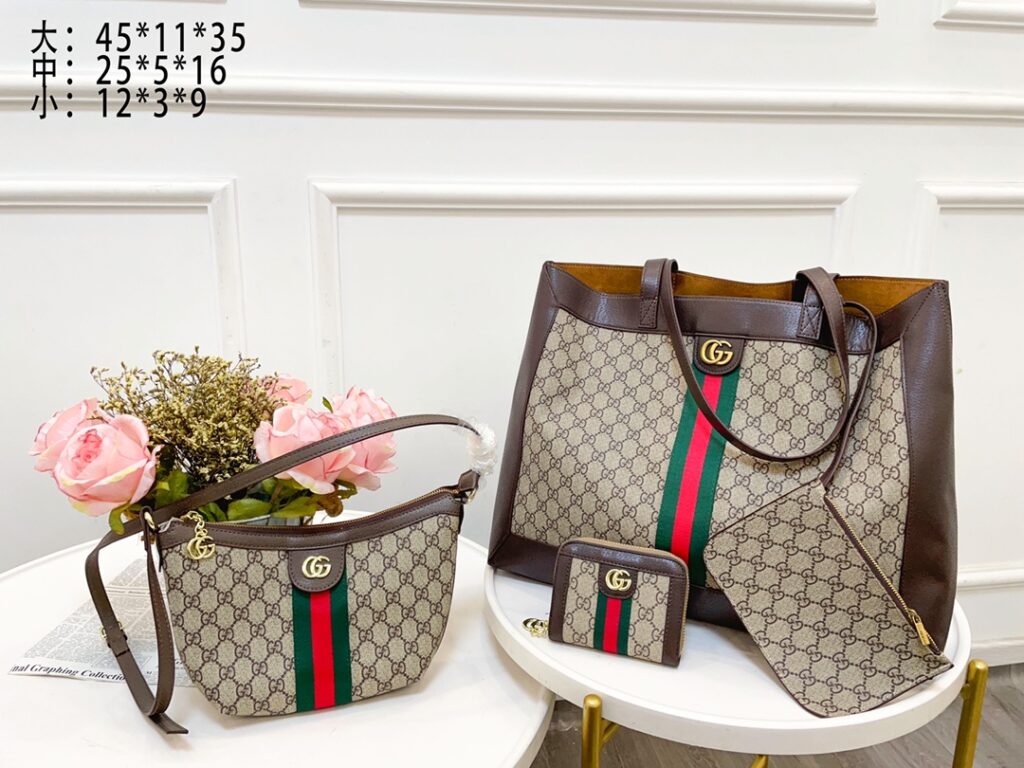 「グッチ」GUCCI GG スプリーム ウェブライン トートバッグ+ショルダーバッグ+コインケース+ポーチ 4 点セット 限定セール 大人気販売中