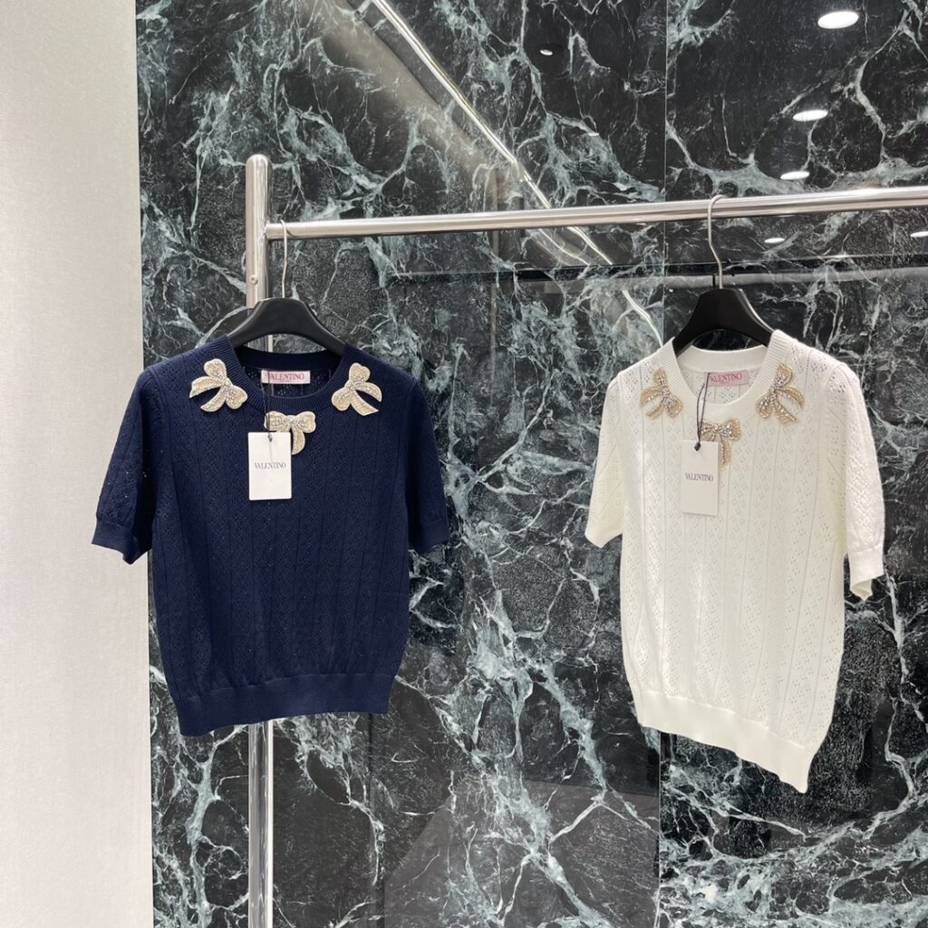 ヴァレンティノ Valentino ション ボウタイ レースニット 半袖Tシャツ