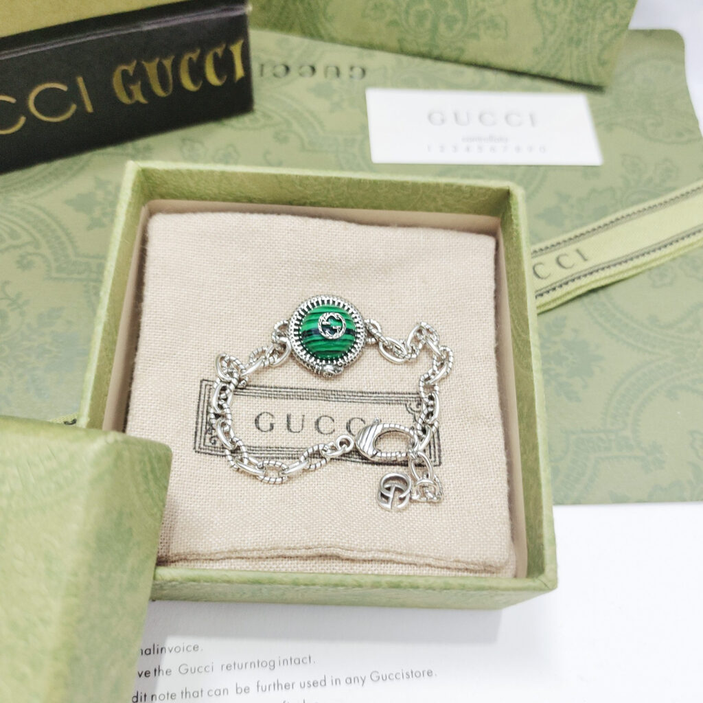 グッチ「Gucci」インターロッキングG ピーコックトルコ石 ドロップブレスレット
