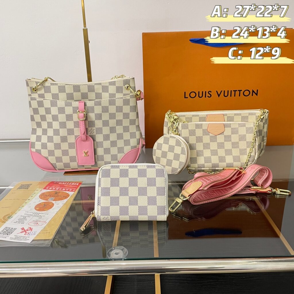 「ルイ・ヴィトン」LOUIS VUITTON ダミエ・アズール ショルダーバッグ＋チェーン付きポーチ＋コインケース 3 点セット 限定セール 大人気販売中