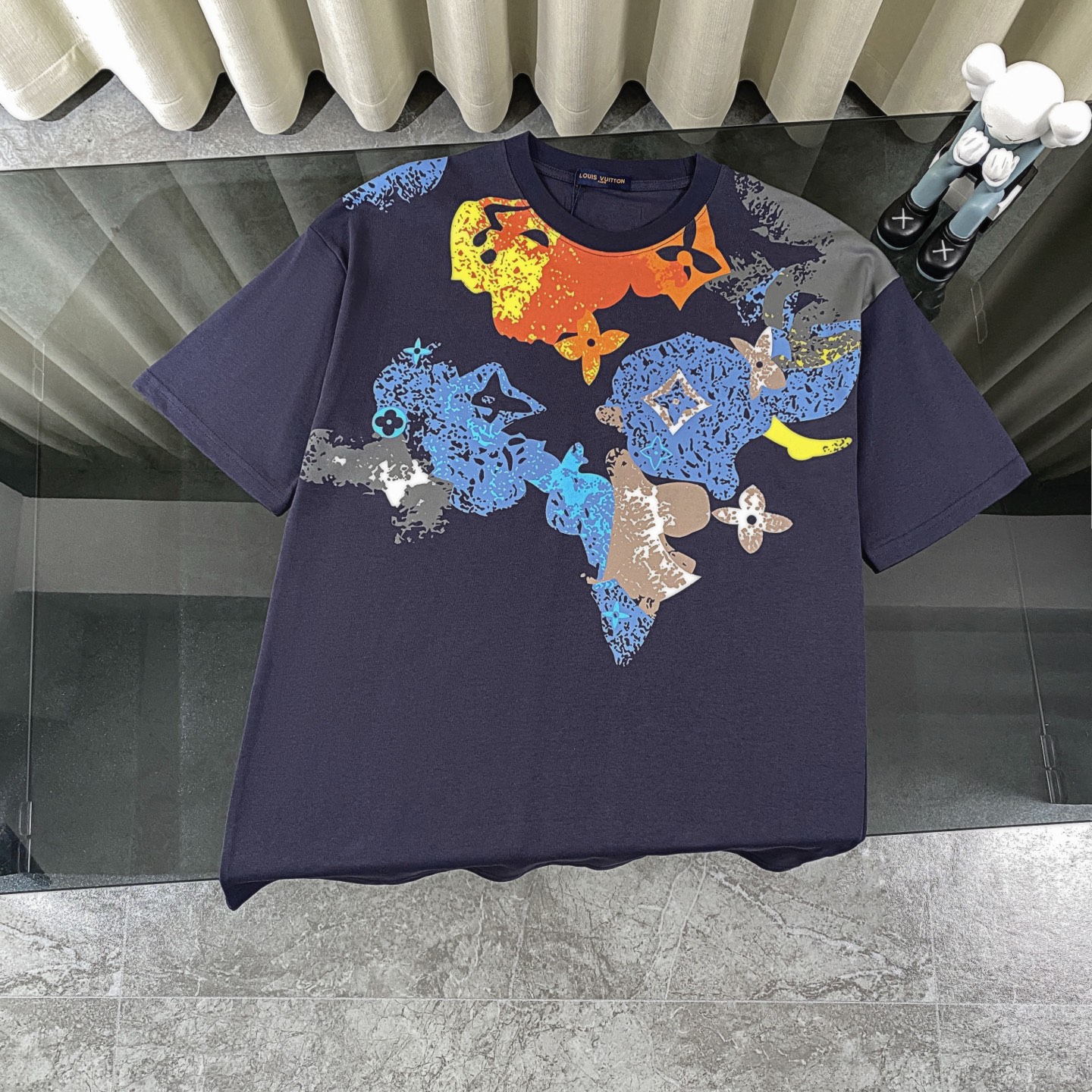 ルイ・ヴィトン Louis Vuitton スプリング スームインク プリント クルーネックTシャツ(メンズ)