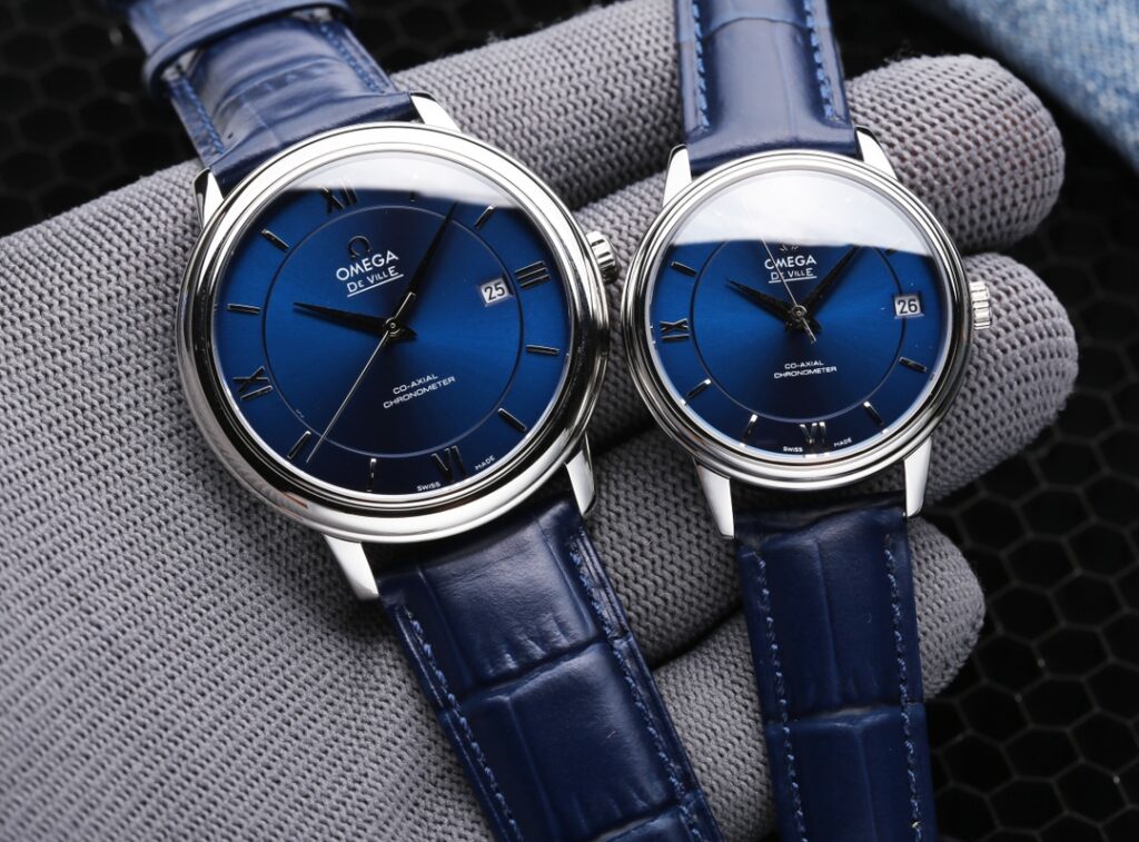 オメガ「Omega」デビル プレステージ カップルウォッチ メンズ39.5MM＆レディース32.7MM スチール＆レザーストラップ