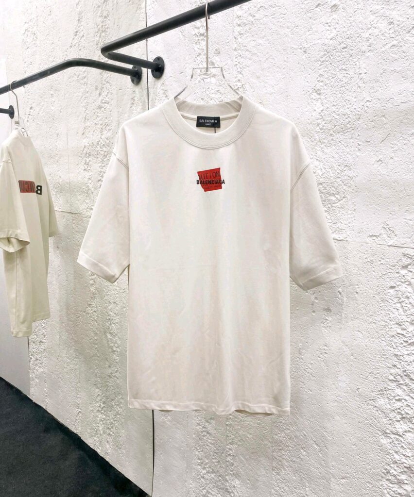 バレンシアガ「Balenciaga」ハイネックプレミアムコットン半袖Tシャツ