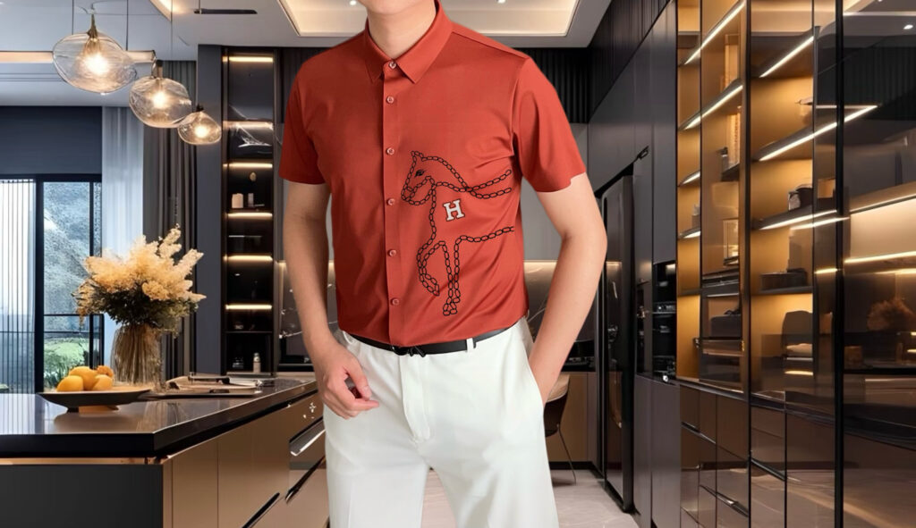【限定入荷】Hermès 夏季新作 メンズ 軽奢半袖シャツ「大人の上品さを叶えるコーディネート」