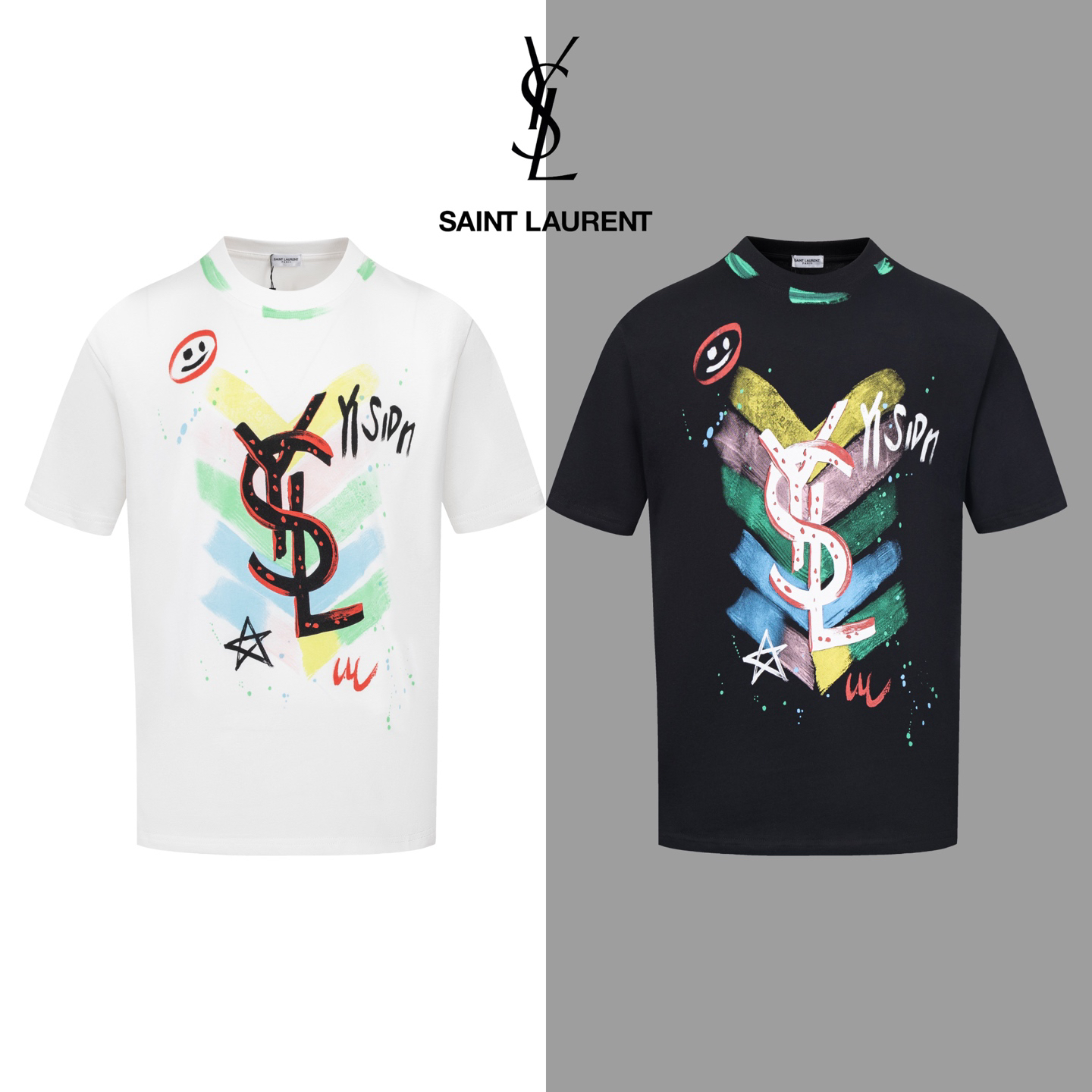サンローラン Saint Laurent カラフルグラフィティロゴ ショートスリーブTシャツ