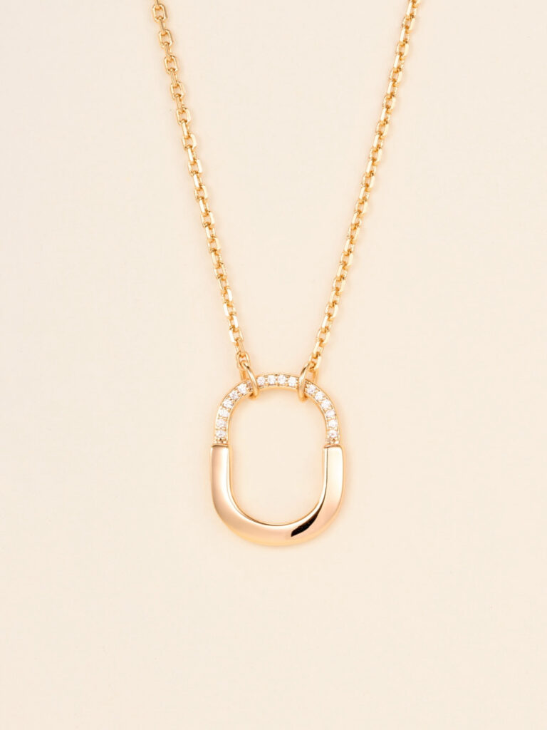 ティファニー「Tiffany & Co.」T Lock セミダイヤネックレス スモール バイカラーゴールド