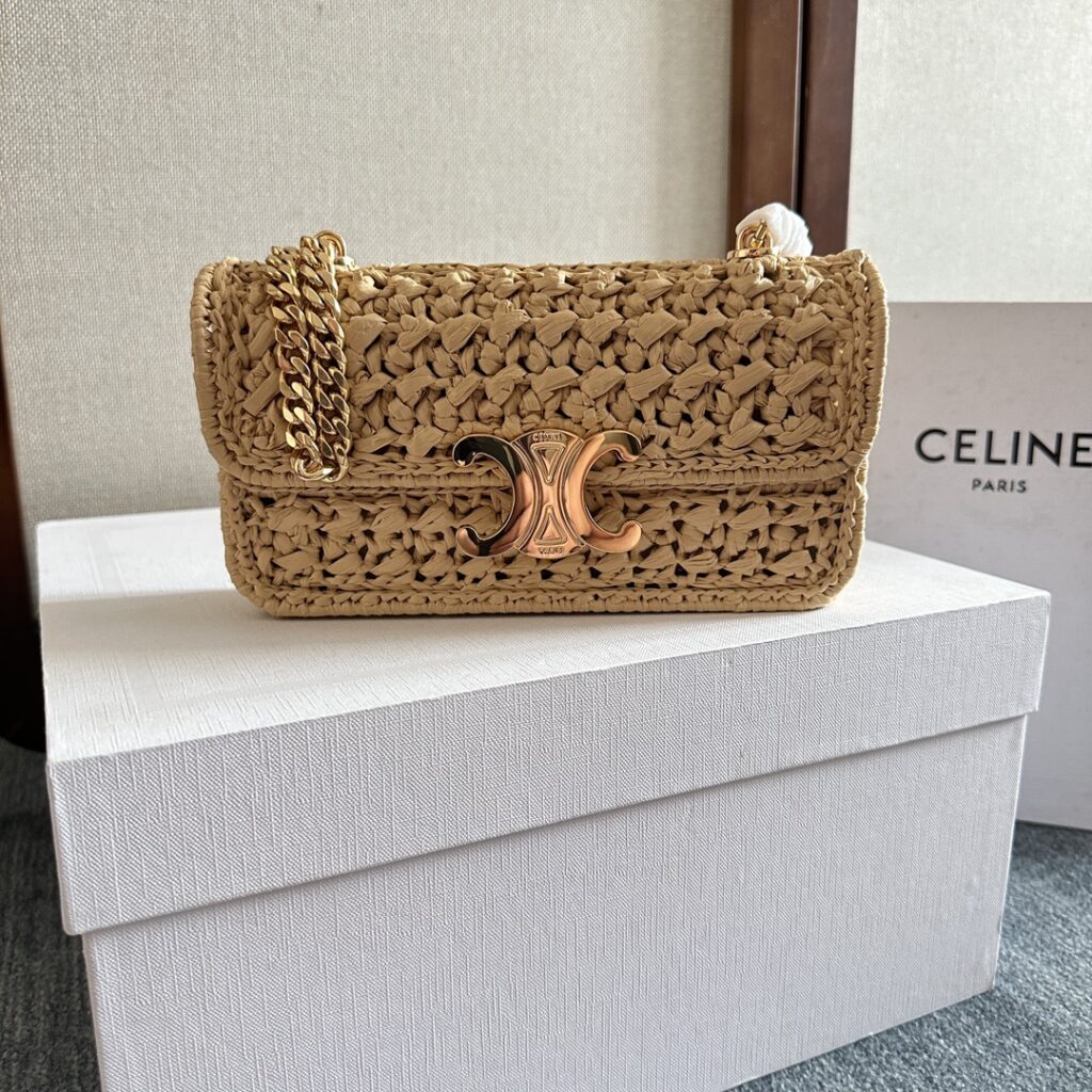 セリーヌ「Celine」2023 限定シリーズ TRIOMPHE プラントウィーブチェーンバッグ