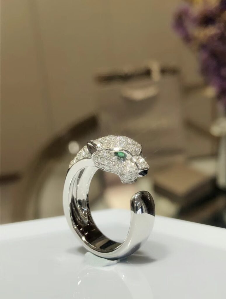 カルティエ「Cartier」 パンサーヘッド オープン ダイヤモンド リング