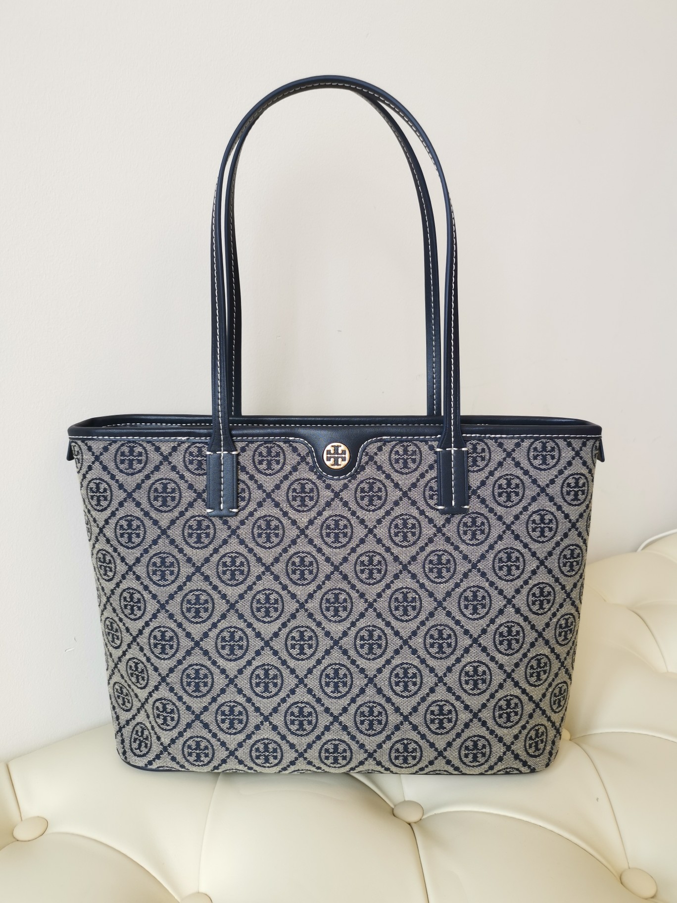 トリー バーチ「Tory Burch」1915 ブルーフラワー トートバッグ