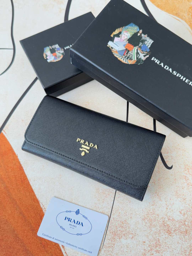 プラダ「PRADA」 サフィアーノレザー 財布 ネイビー