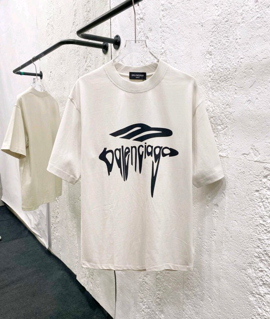 バレンシアガ「Balenciaga」ハイネックプレミアムコットン半袖Tシャツ