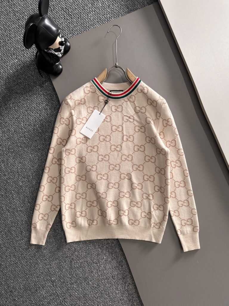 グッチ「Gucci」秋冬ウール混紡丸首プルオーバーニットセーター
