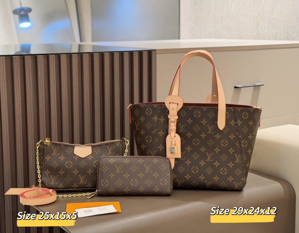 「ルイ・ヴィトン」LOUIS VUITTON モノグラム トートバッグ＋チェーン付きポーチ＋長財布 3 点セット 限定セール 大人気販売中