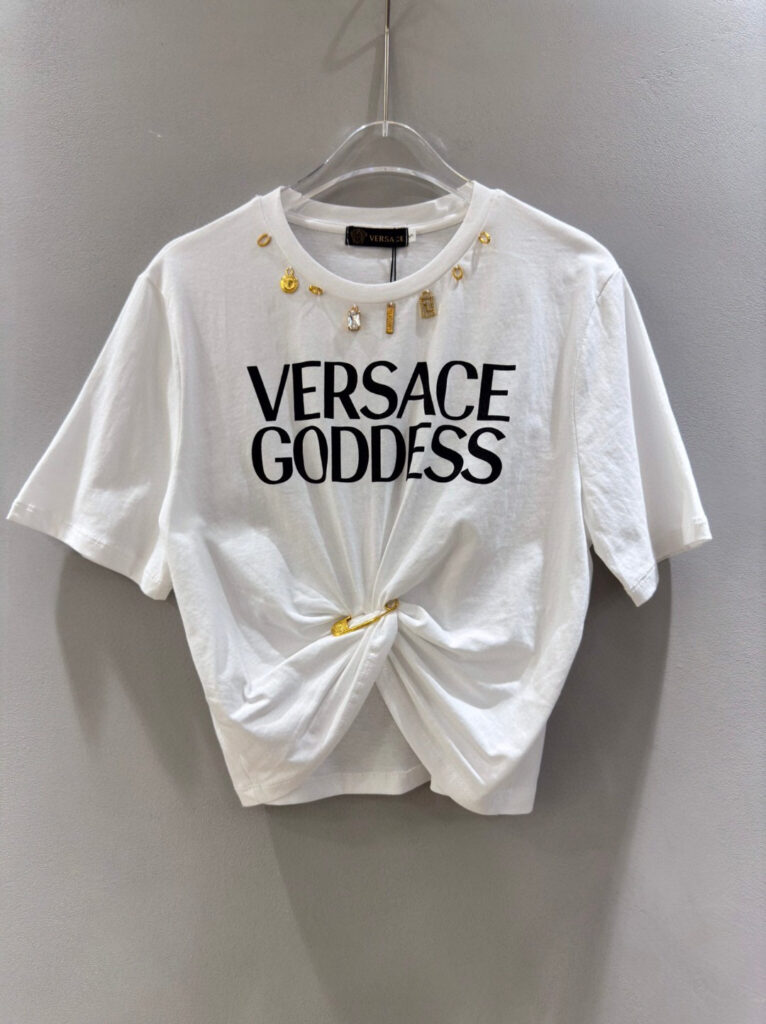 ヴェルサーチ Versace レディース ピンアクセントTシャツ