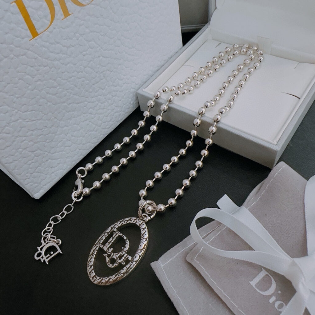 ディオール「Dior」Petit CD アンティークシルバー ダブルチェーンブレスレット60CM
