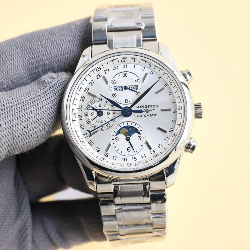 ロンジン「Longines」マスターコレクション 八針月相 クロノグラフ メンズウォッチ 40mm