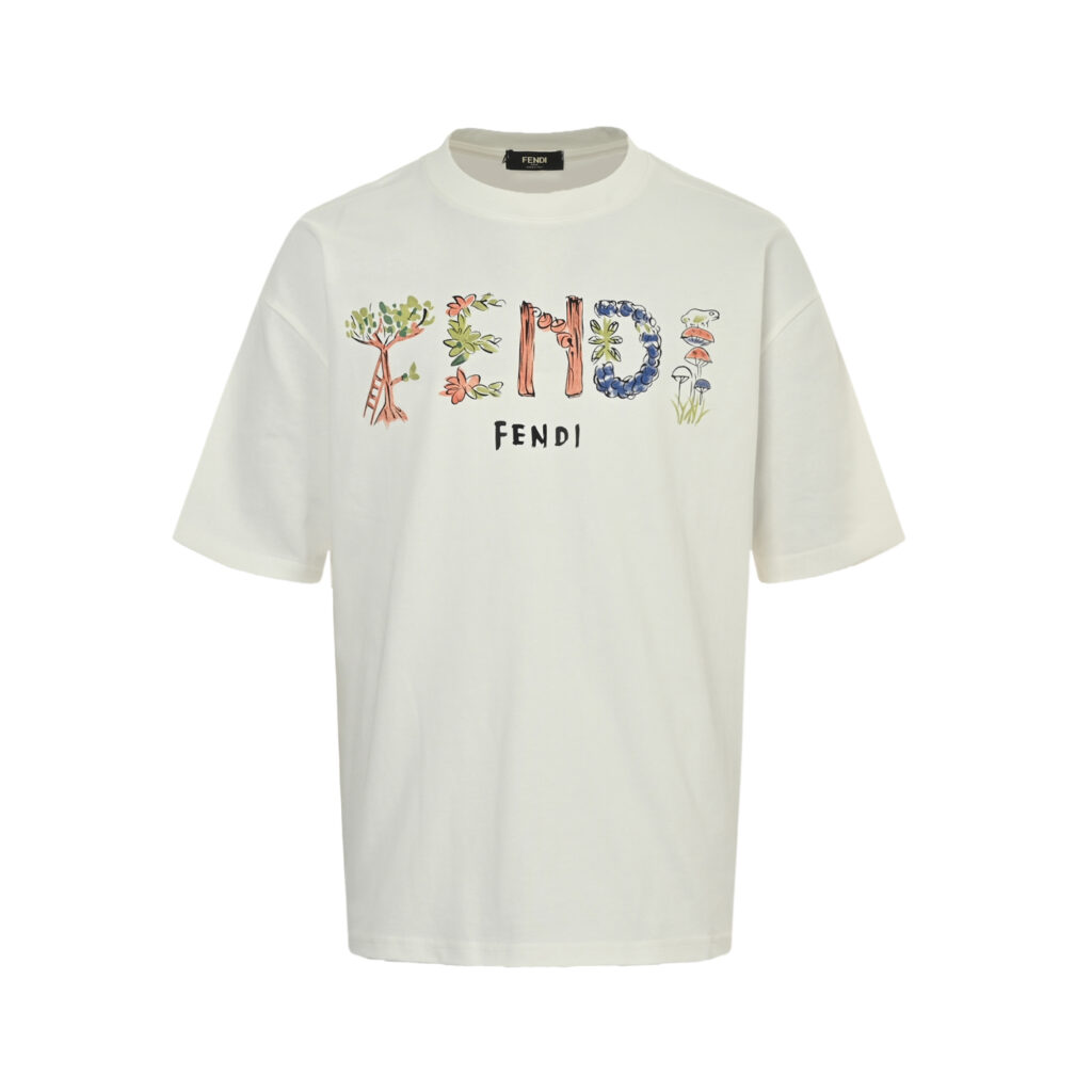 フェンディ Fendi フラワー&レターロゴ プリント ショートスリーブTシャツ