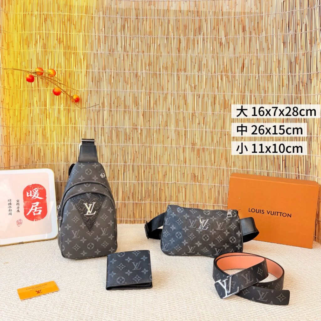 「ルイ・ヴィトン」Louis Vuitton ボディバッグ＋ウエストバッグ＋財布＋ベルト 4 点セット 限定セール 大人気販売中